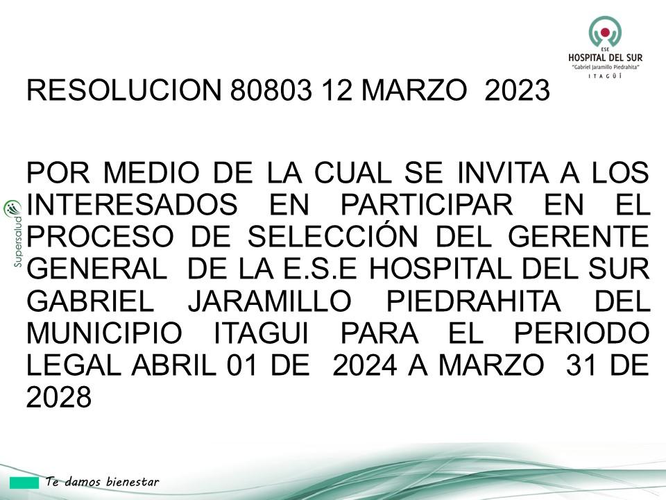POR MEDIO DE LA CUAL SE INVITA A LOS INTERESADOS EN PARTICIPAR EN EL PROCESO DE SELECCIÓN DEL GERENTE  PERIODO 2024 AL  2028